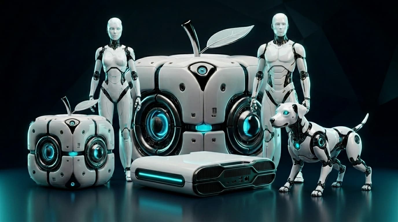 AfterAdam product family with Eve, Adam, Eve Core, Spike, and robotic apple